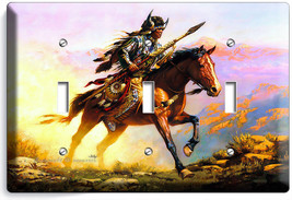 American Indian Chief Warrior On A Horse Triple Light Switch Plate Room Hd Decor - £13.14 GBP