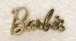 Vintage Script Jewelry Lapel Pin Silvertone Metal BARBIE Doll Logo Movie... - $9.89