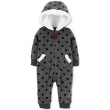 Carter&#39;s Baby Girls Hooded Faux-Fur-Trim Fleece Coverall, Various Imprints - $15.49