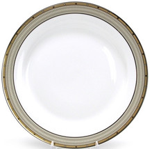 Mikasa Retired Cambride 12&quot; Chop Plate Y0501 Gold Gray Bands Over Glossy... - $34.95