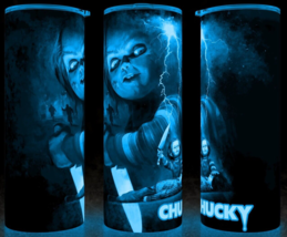 Glow in the Dark Chucky Child&#39;s Play with Knife Cup Mug Tumbler 20oz - £18.44 GBP