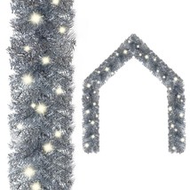 vidaXL Christmas Garland with LED Lights 16 ft Silver - £43.59 GBP