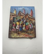 Vintage Haitian Painting On Canvas Signed 8 X 10 Artwork - $98.99