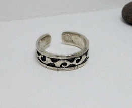 Hook Textured Toe Ring 925 Sterling Silver, Handmade Women Adjustable Midi Ring - £17.24 GBP