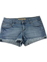 Celebrity Pink Junior Size 7 Denim Shorts Cut Off Cuffed Blue Jean Stretch - £14.79 GBP