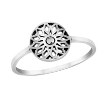 Beautifully Intricate Mandala Flower .925 Sterling Silver Band Ring-9 - £9.33 GBP