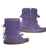 Minnetonka Girls Size 11 Purple Suede Fringe Moccasin Boots - $32.89 CAD