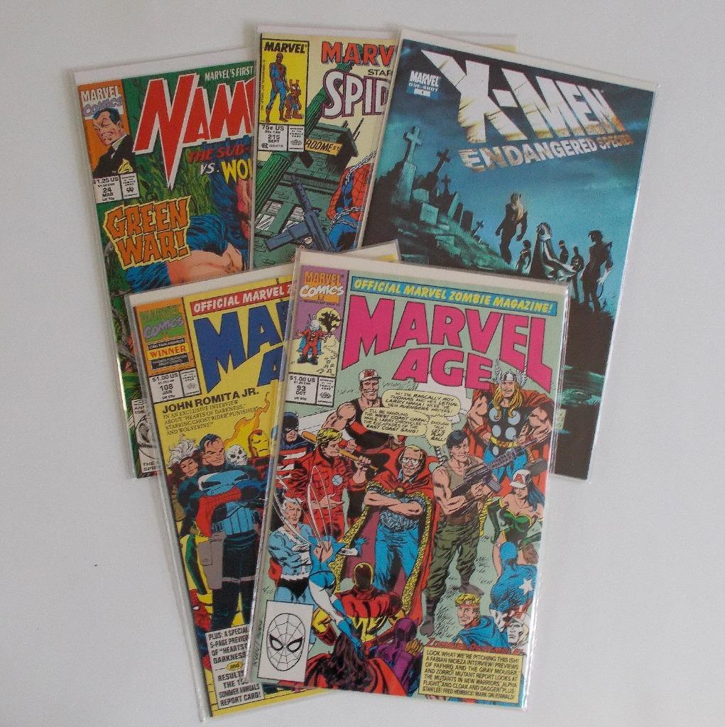 5 Marvel Comic Book Lot X Men Spiderman Namor Marvel Age - £15.49 GBP