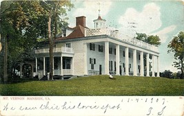 UDBK Postcard VA E225 Mt Vernon Mansion George Washington Dated 1907 Germany - £5.28 GBP