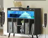 Record Player Stand With Power Outlets And Led Lights Holds Up To 130 Al... - $222.99