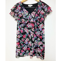 Molly Bracken Womens Floral Dress Ruffle Sleeve Black Pink XS - £17.13 GBP