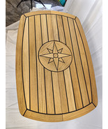 Barrel Folding Teak Table Top Star Inlay 11.8/24x37 Inch Marine Boat Yac... - $1,062.70 CAD+