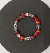 Valentine&#39;s Charm Bracelet 8&quot; - Silver Tone - Red - £9.49 GBP