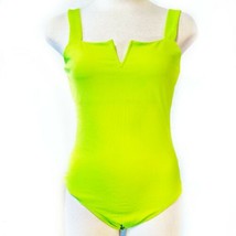 Lime Green Women Bodysuit Romper V-Cut Front Straps Sleeveless Stretchy ... - £11.42 GBP
