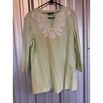 Brooks Brothers 346 Blouse Womens Top Tunic 3/4 Sleeve Mint Green Size L... - $19.95