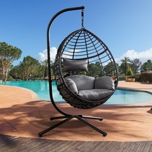 Egg Swing Chair with Stand, 300 LBS Capacity, With Comfortable Cushion -... - £410.55 GBP
