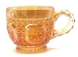 Vintage Carnival Glass Cup Iridescent Merigold  Star Pattern￼ - £29.28 GBP