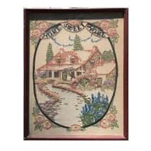 Home Sweet Home Handmade Embroidery Needlepoint Cottage House Flowers Decor Coun - £354.16 GBP