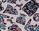 Cotton Native Spirit Totem Animals Tribal Symbols Cream Fabric Print BTY... - £10.41 GBP