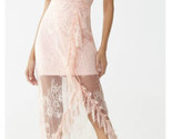 Pink Floral Sheer Ruffle Lace Overlay High Low Hi-Lo Maxi Dress Size Lar... - £14.24 GBP