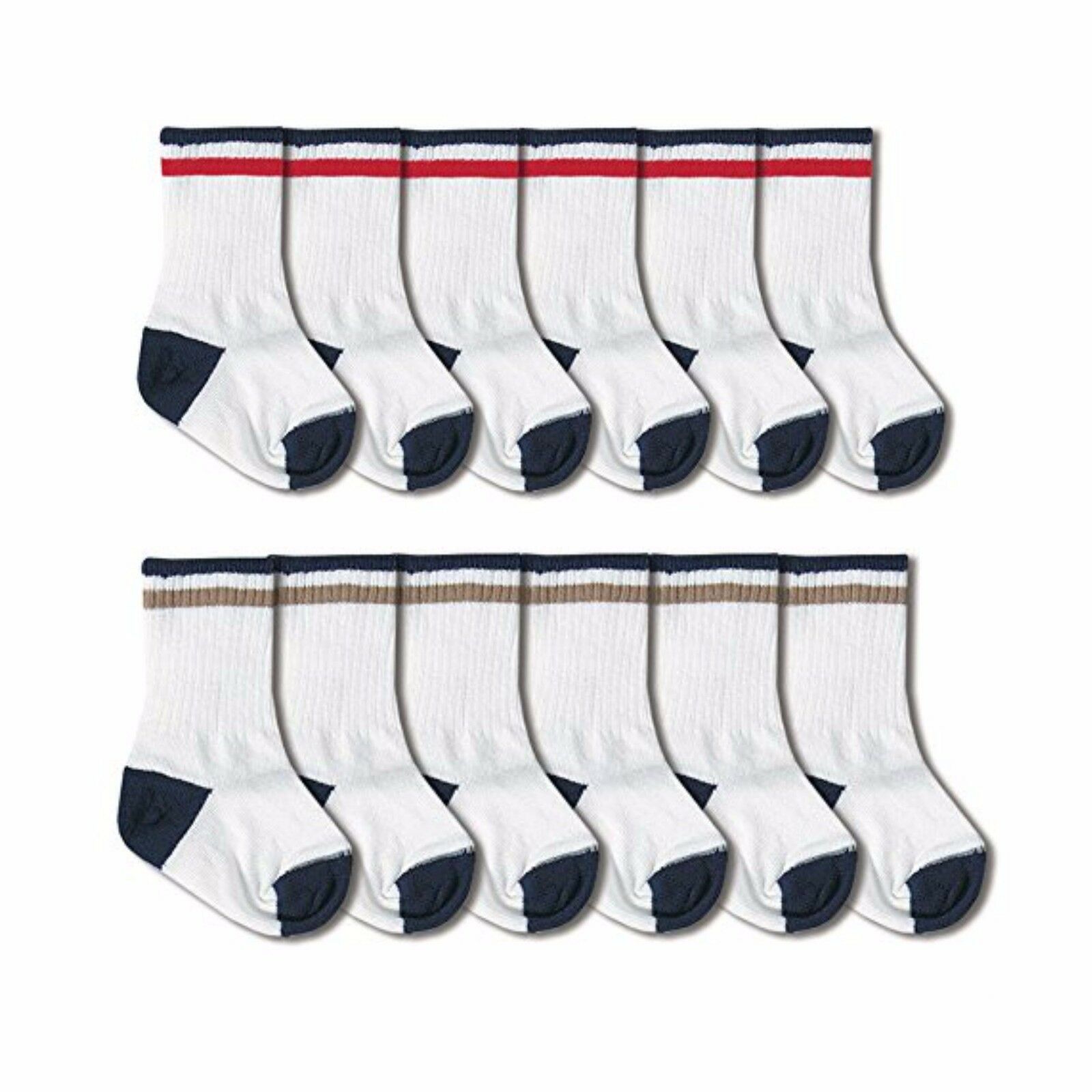 Jefferies Socks Baby Boys Seamless Stripe Ribbed Tube Crew Sport Ankle 6 Pairs