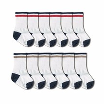 Jefferies Socks Baby Boys Soft Cotton White Ankle Stripe White Socks 6 Pairs - £10.74 GBP