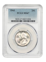 1943 25C PCGS MS67 - $305.55