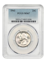 1943 25C PCGS MS67 - £245.74 GBP