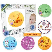 Premium Baby Monthly Stickers - 36 Pack | Size Adjusted to Baby’s Growth Cycle | - £10.11 GBP