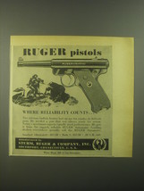 1952 Ruger Standard Pistol Ad - Ruger Pistols where reliability counts - $18.49