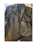 East 5th Avenue- black genuine leather jacket. sz L #500 - $1,009.47 MXN
