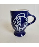 Heavy Duty Fish Motif Blue White Coffee Mug Pedestal Base WCL Kitchen La... - $244.84 MXN
