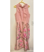 Vintage Alfred Shaheen Pink Floral Painted Maxi Hawaiian Dress Formal Pa... - $49.49