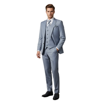 Men Suit BERLUSCONI Turkey 100% Italian Wool Super 180's 3pc Vested #Ber7 Sky image 8