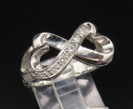 925 Silver - Vintage Fancy Topaz Heart Shaped Infinity Knot Ring Sz 7 - ... - £29.79 GBP