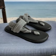 Sanuk Women Sandals Size 8 US/39 EU Flip-Flops Yoga Sling Black Gray Shoe - £19.37 GBP