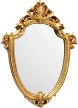 Betyhom Small 12X9 Inch Vintage Gold Resin Framed Decorative Wall Mirror. - £27.83 GBP