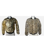 new REVERSIBLE BOMBER JACKET girl&#39;s sz M 10-12y Gold Cheetah Print Faux ... - $34.55