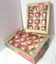 Vtg Shiny Brite Lot 24 Christmas Ornaments Ombre Pink Gold 12 Ea Of 2 Sizes - £71.03 GBP