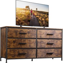 Wide Dresser With 6 Drawers, Tv Stand For 60&quot; Tv, Double Dresser In, Wlive. - $129.34