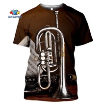 SONSPEE 3D Print Trumpet ss Men&#39;s T-shirt Clic Music Instruments T shirt Summer  - £72.65 GBP