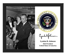 President Lyndon B. Johnson Being Sworn In Presidential Seal 8X10 Framed Photo - £15.74 GBP