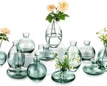 The Glass Bud Vase For Centerpieces Is A Set Of 12 Glasseam Green Mini S... - $50.96