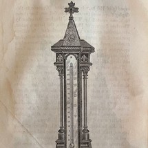 Bronze Thermometer 1876 Worlds Fair Centennial Expo Victorian Woodcut DW... - €60,79 EUR