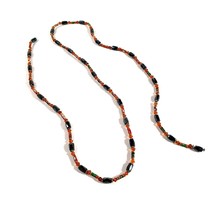 Necklace Women Magnetic Hematite Hand Painted Yellow Bead Jewelry 34&quot; Therapy - £18.68 GBP