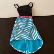 Barbie Black Blue Polka Dot High Low Party Dress Doll Size - £5.30 GBP