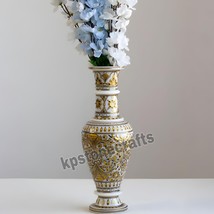 Set of 2 Hand-Painted White Marble Flower Vases – Elegant &amp; Timeless - $214.12