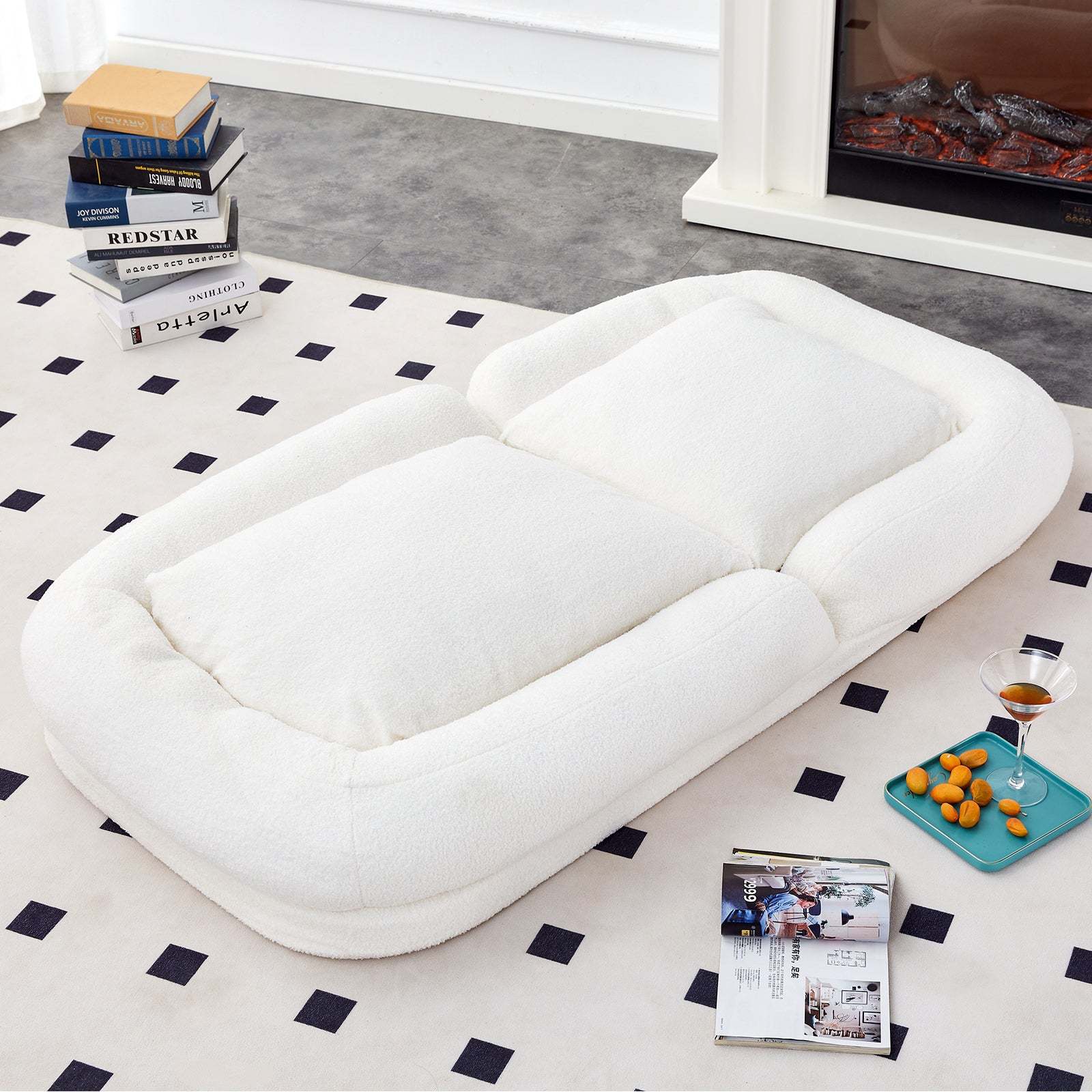 Modern Folding Beige Teddy Sofa Chair: Adjustable for Gaming & Relaxation Item image 9