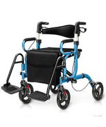 Folding Rollator Walker with 8-inch Wheels and Seat-Navy - Color: Navy - $270.10 CAD