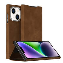 For iPhone 14 Magnetic Napa Texture Leather Phone Case with Holder(Brown) - £6.31 GBP